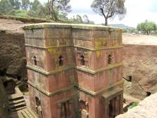 The Bete Giyorgis, one of the many rock-hewn churches at the holy site of Lalibela, Ethiopia